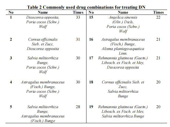 Commonly used drug combinations for treating DN Commonly used drug combinations for treating DN